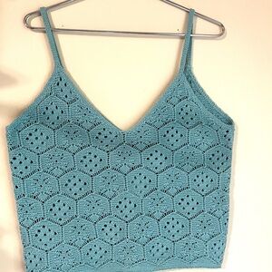American Eagle Outfitters Teal Crochet Camisole .NWT
